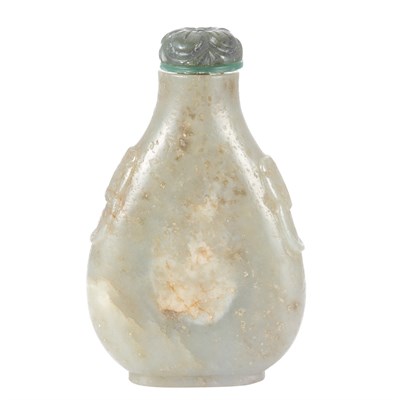 Lot 273 - Chinese Mottled Celadon Jade Flattened...