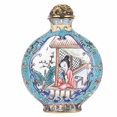 Lot 274 - Chinese Gold Ground Enamel Snuff Bottle Circa...