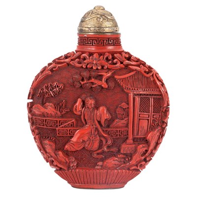 Lot 280 - Chinese Cinnabar Lacquer Snuff Bottle The...