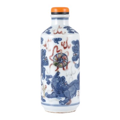 Lot 283 - Chinese Blue and White and Copper-Red Snuff...