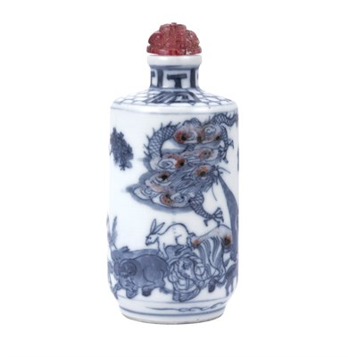 Lot 284 - Chinese Blue and White And Copper-Red Snuff...