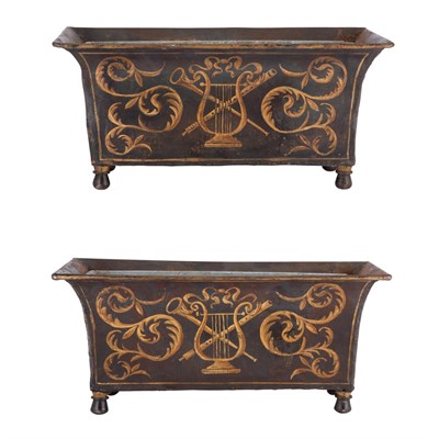 Lot 302 - Pair of Tole Jardinieres Length 14 inches.