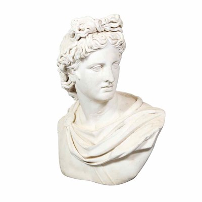 Lot 108 - White Marble Bust of Apollo Modeled in...