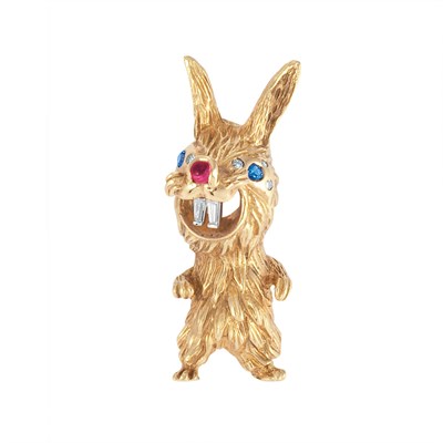 Lot 130 - Gold, Diamond and Gem-Set Rabbit Brooch