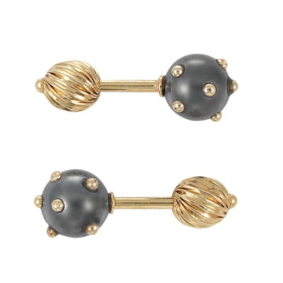 Lot 70 - Pair of Gold and Hematite Cufflinks, Tiffany & Co., Schlumberger