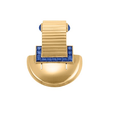 Lot 414 - Gold and Sapphire Clip, Cartier