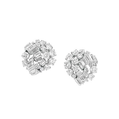 Lot 449 - Pair of Platinum and Diamond Earclips, Mauboussin