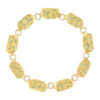 Lot 489 - Gold and Green Enamel Necklace, Elizabeth Gage