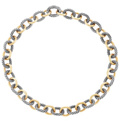 Lot 2 - Sterling Silver and Gold Chain Necklace, David Yurman