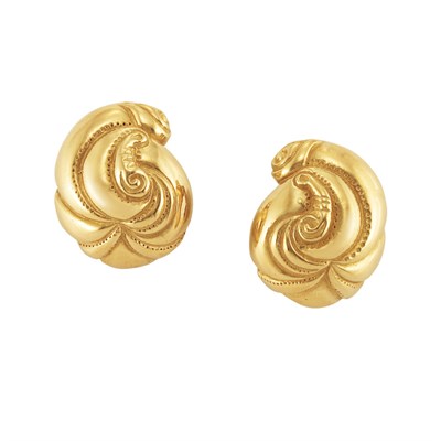 Lot 349 - Pair of Gold Earclips, Elizabeth Gage