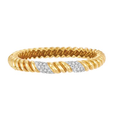 Lot 24 - Gold and Diamond Bangle Bracelet, Tiffany & Co.