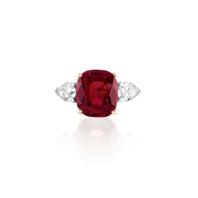 Lot 549 - Platinum, Gold, Ruby and Diamond Ring