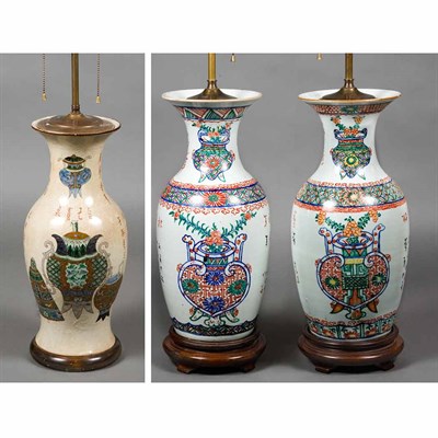 Lot 69 - Pair of Chinese Porcelain Lamps Height 19 1/2...