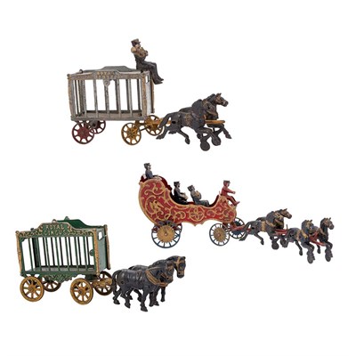 Lot 264 - Group of Five Painted Cast Iron Horse Drawn...
