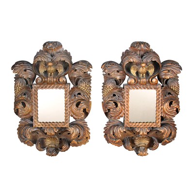 Lot 385 - Pair of Baroque Style Carved Wood Mirrors...