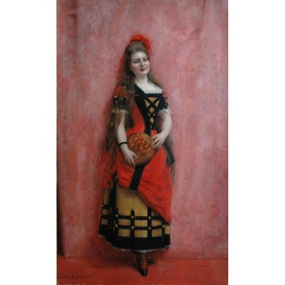 Lot 15 - Leon Comerre French, 1850-1916 Lady in Red,...