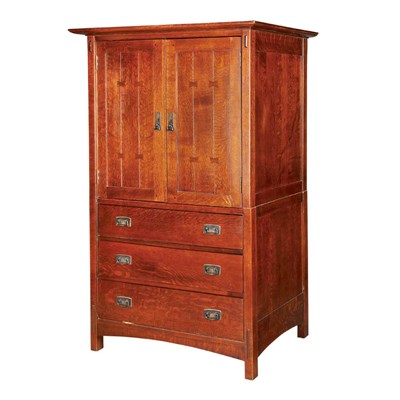 Lot 207 - Contemporary Stickley Wardrobe Oak and copper...