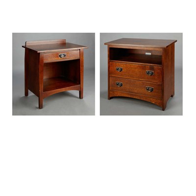 Lot 203 - Contemporary Stickley Two Bedside Tables Oak...