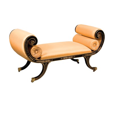 Lot 268 - Regency Style Gilt Decorated Black Painted...