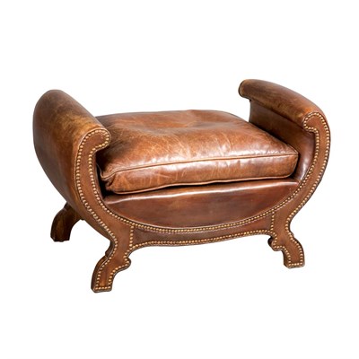Lot 311 - Regency Style Leather Bench Length 33 inches.