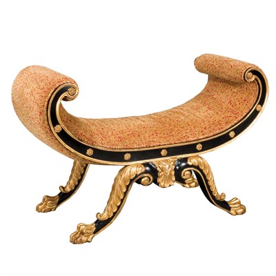 Lot 286 - Regency Style Gilt Decorated Black Painted...