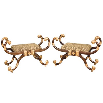 Lot 270 - Pair of Regency Style Gilt Decorated Rosewood...