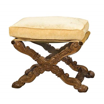 Lot 503 - Louis XIV Style Carved Mahogany Stool Of...