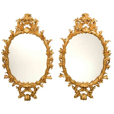 Lot 329 - Pair of George III Style Gilt-Wood Mirrors...