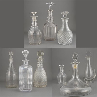Lot 102 - Group of Nine Glass Stoppered Decanters...