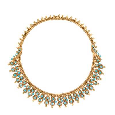 Lot 515 - Gold and Turquoise Fringe Necklace