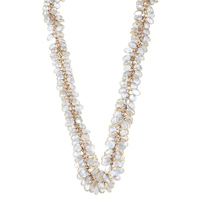Lot 89 - Gold and Moonstone Fringe Necklace