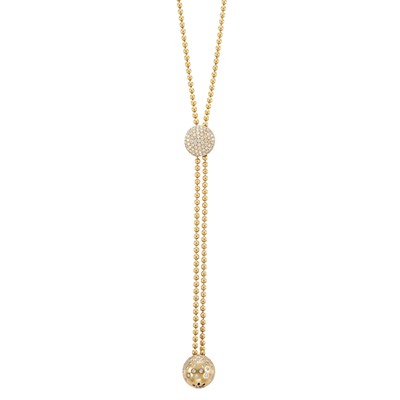 Lot 95 - Gold Bead and Diamond Slide Necklace, Cartier