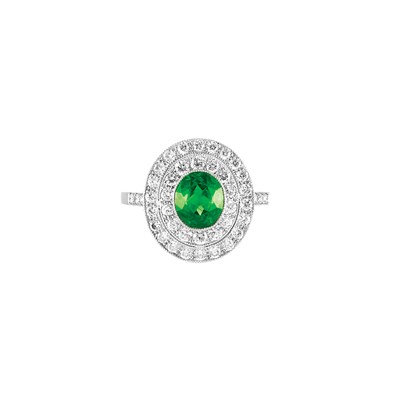 Lot 189 - Platinum, Demantoid Garnet and Diamond Ring