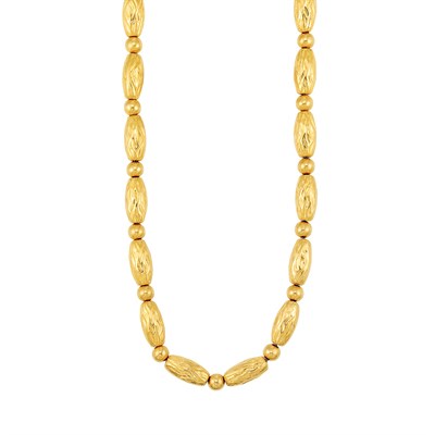 Lot 499 - Long Gold Bead Necklace, Ilias Lalaounis