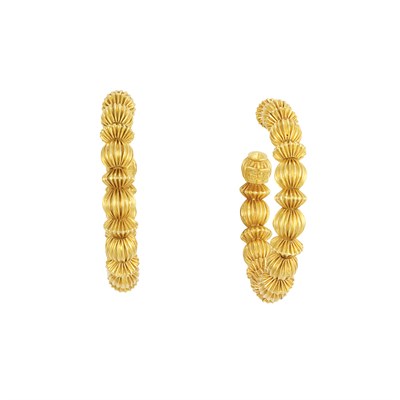 Lot 355 - Pair of Gold Hoop Earrings, Ilias Lalaounis