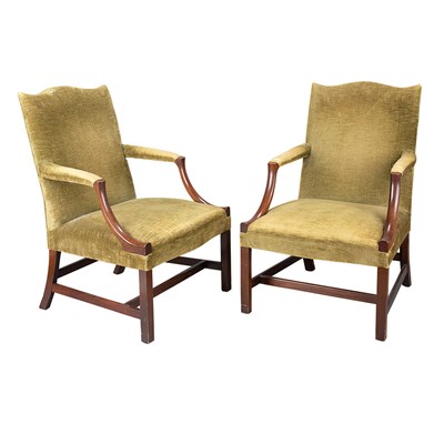 Lot 277 - Pair of Georgian Style Mahogany Library Chairs