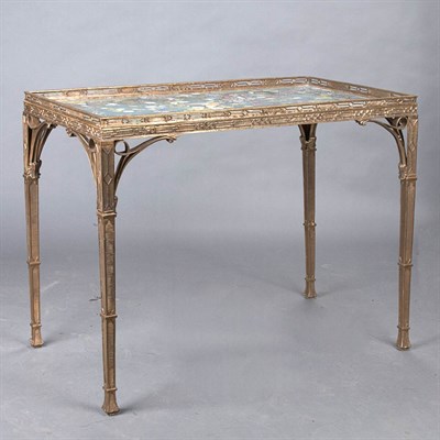 Lot 435 - Art Nouveau Style Porcelain Inset Gilt-Metal...
