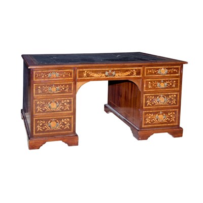 Lot 116 - Georgian Style Inlaid Mahogany Pedestal Desk...