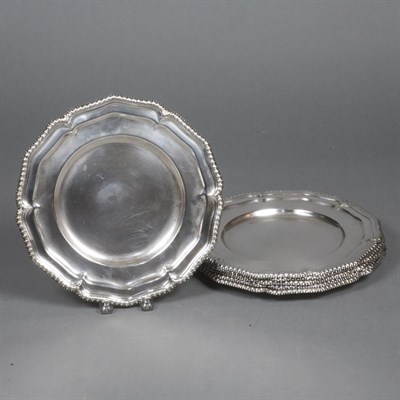 Lot 343 - Set of Six Sterling Silver Chargers Total...