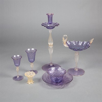 Lot 419 - Venetian Purple Glass Table Service...