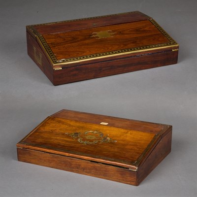 Lot 91 - Two Victorian Brass Inlaid Rosewood Lap Desks...