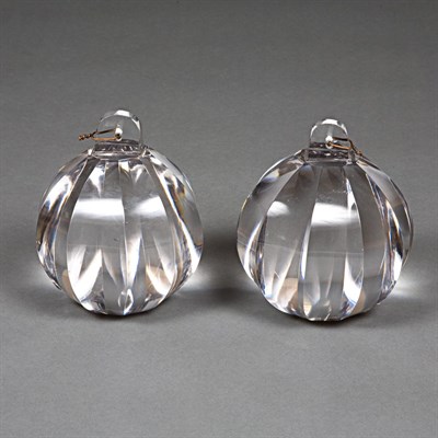 Lot 145 - Pair of Glass Desk Ornaments Height 7 1/2 inches.