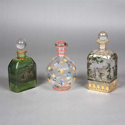 Lot 144 - Group of Six Painted Glass Bottles