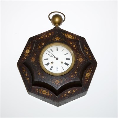 Lot 123 - Victorian Painted Tole Hanging Wall Clock...