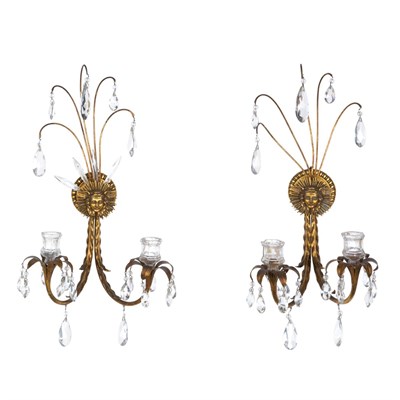 Lot 259 - Pair of Louis XVI Style Gilt-Metal Two-Light...