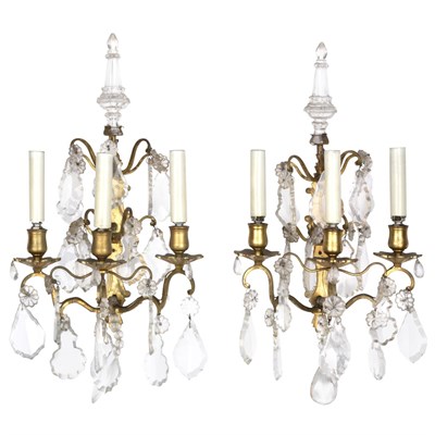 Lot 221 - Pair of Louis XV Style Gilt-Metal and Glass...