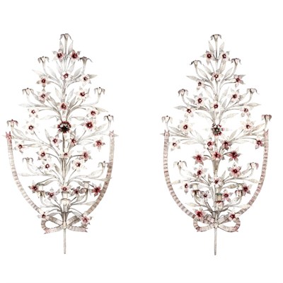Lot 260 - Pair of Floral Decorated Painted Metal...