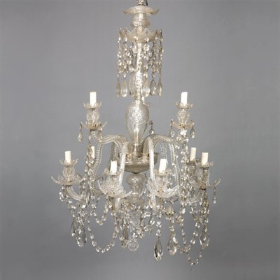 Lot 247 - George III Style Glass Nine-Light Chandelier...