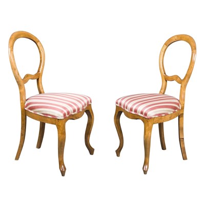 Lot 235 - Pair of Victorian Style Fruitwood Side Chairs