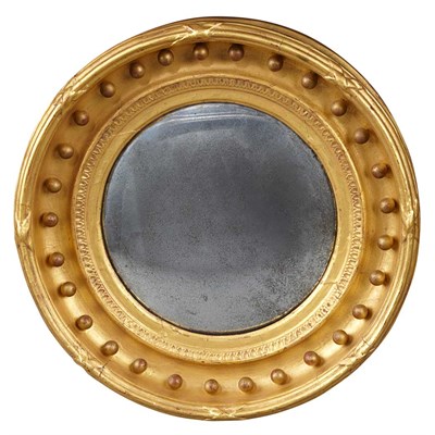 Lot 81 - Classical Gilt-Wood Convex Mirror Mounted with...